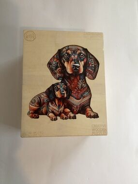 Creative Wooden Puzzle - Dachshund Family Design in Multicolor